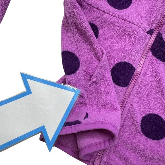 THE NORTH FACE Purple Pink Polka Dot Fleece Full Zip Hoodie Size 5T Kids Pockets - Picture 6 of 7